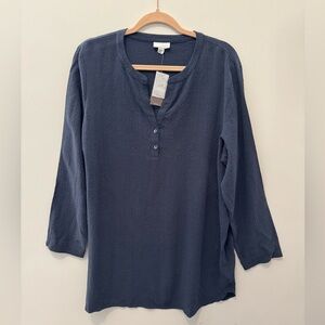 NWT J Jll Pure Jill Textured‎ Tunic Top Slate Blue Sz LP
